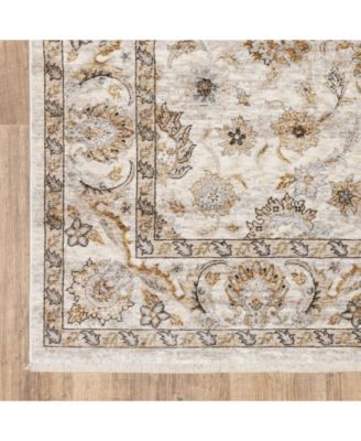Maharaja 70E Ivory and Gray 2'3" x 7'6" Runner Rug