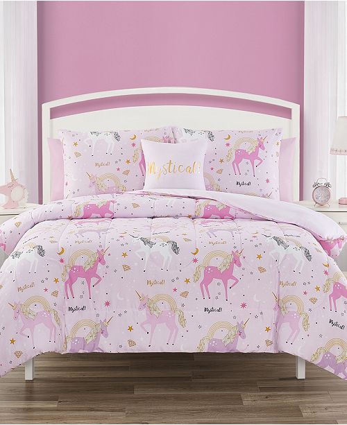 Jessica Sanders Golden Unicorn Twin 5 Piece Comforter Set