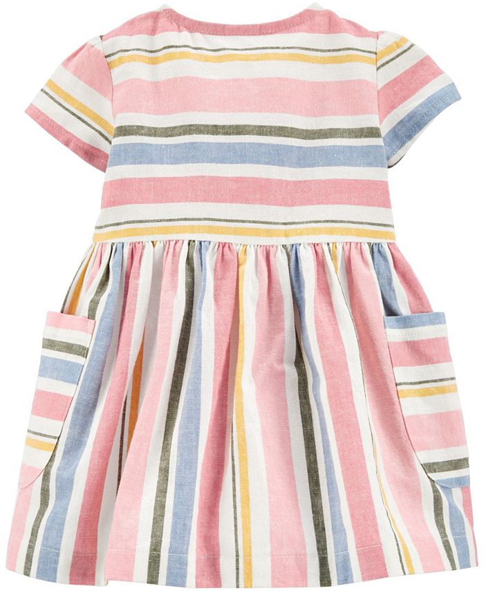 Carter's Baby Girl Striped Linen Dress - Macy's