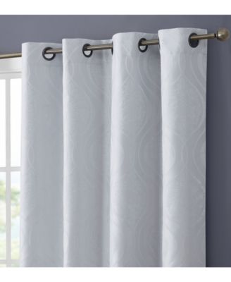 Montero Damask 100% Complete Blackout Shading Thermal Insulated Energy Efficient Heat/Cold Blocking Grommet Heavy Curtain Drapery Panels for Living Room, 2 Panels