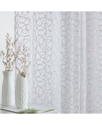 Audrey Embroidered Premium Soft Decorative Sheer Voile Light Filtering Grommet Window Treatment Curtain Drapery Panels for Bedroom & Living Room - Set of 2 Panels