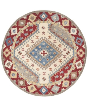 Safavieh Antiquity At507 Red And Ivory 6' X 6' Round Area Rug