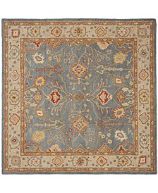Antiquity At314 Blue and Ivory 8' x 8' Square Area Rug