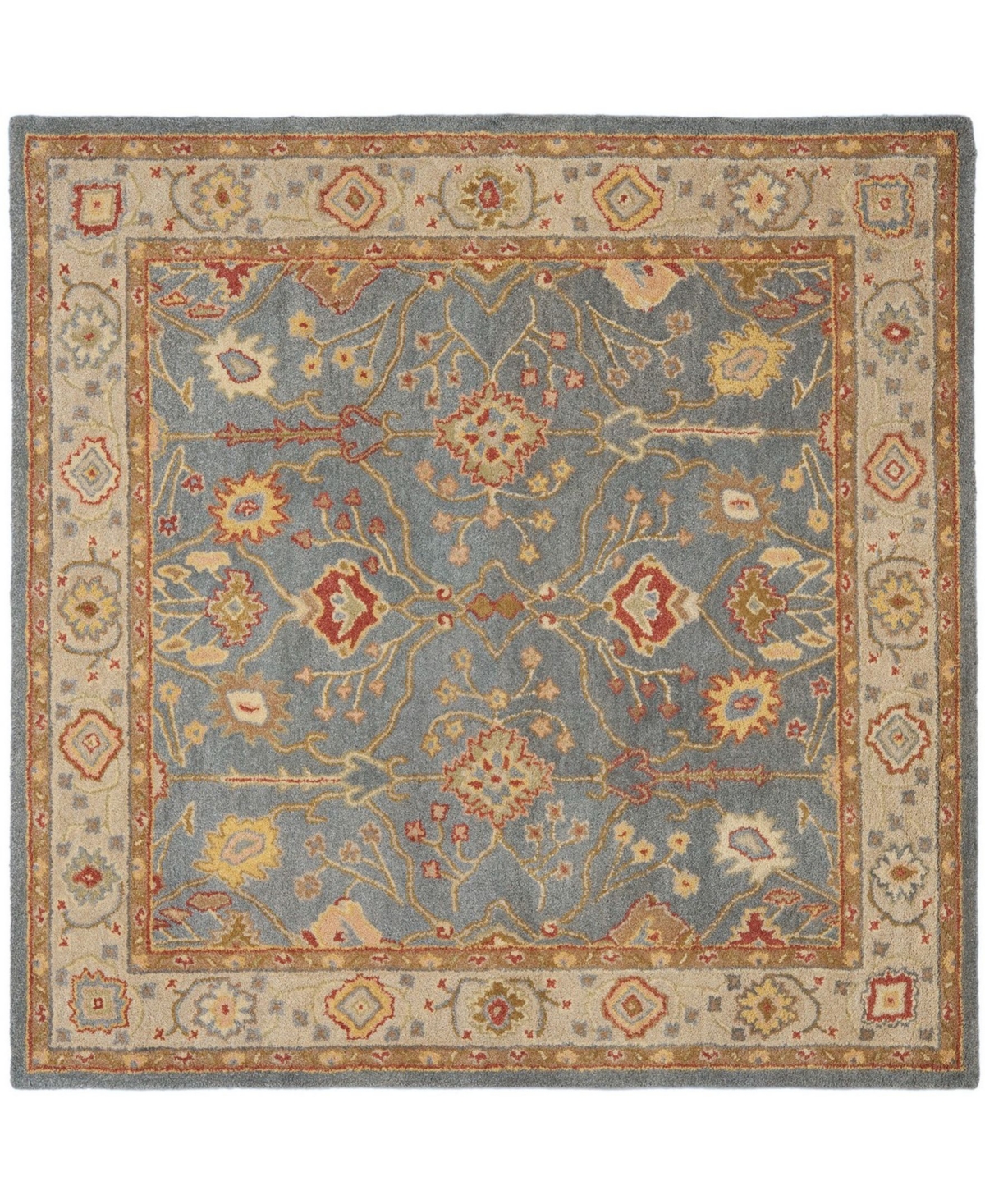 Safavieh Antiquity At314 Blue and Ivory 8' x 8' Square Area Rug - Blue