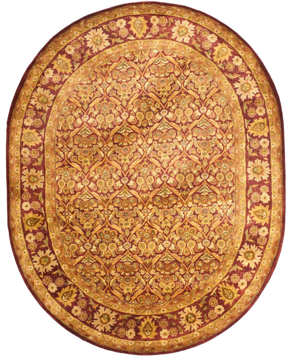 Safavieh Antiquity At51 Wine and Gold 7'6in x 9'6in Oval Area Rug - Wine