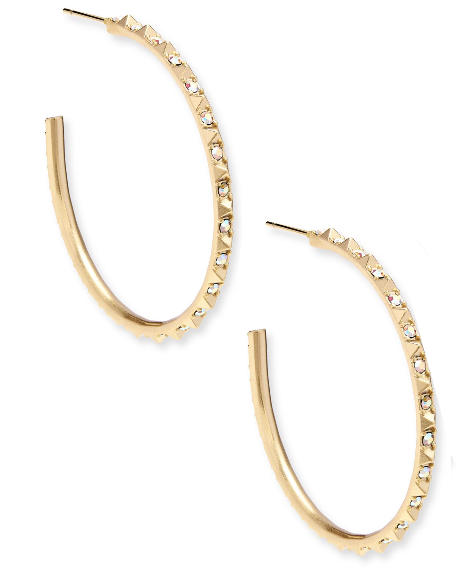 Medium Pav&eacute; C-Hoop Earrings, 1.7"