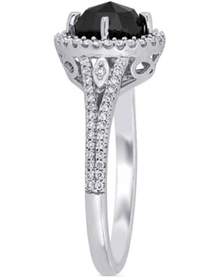 Diamond Oval Black Halo Engagement Ring (1 ct. t.w.) in 14k White Gold