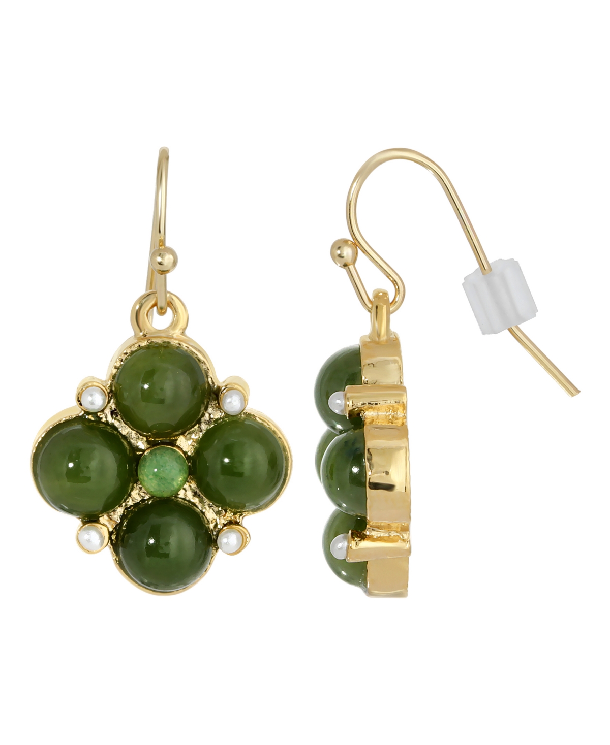 2028 Gold-tone Semi Precious Drop Earrings In Green