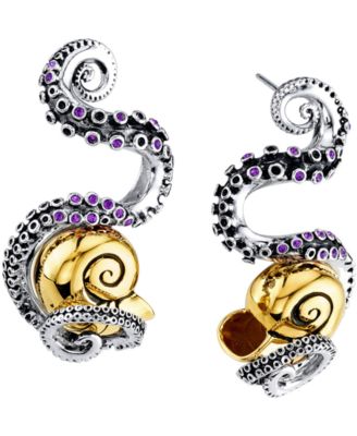 ROCKLOVE - Disney's The Little Mermaid Tentacle & Shell Crystal Drop Earrings in Sterling Silver & 18k Gold-Plate