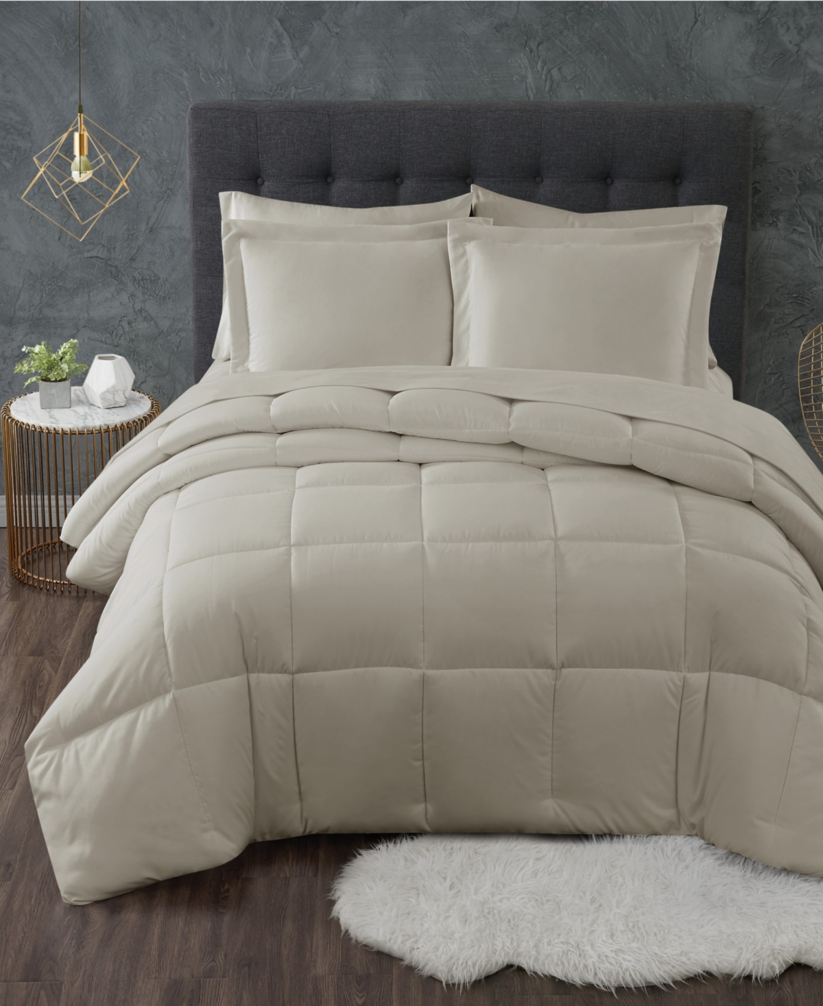 Shop Truly Calm Antimicrobial Down Alternative 3 Piece Comforter Set, Full/queen In Beige,khak