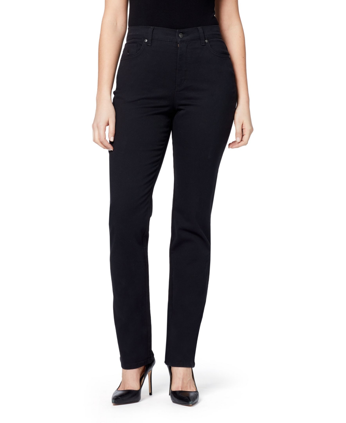 Gloria Vanderbilt Women's Amanda Classic Straight Jeans, In Regular, Short & Long In Black Rinse