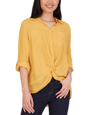 image of Bcx Juniors- Collared Twist-Front Shirt