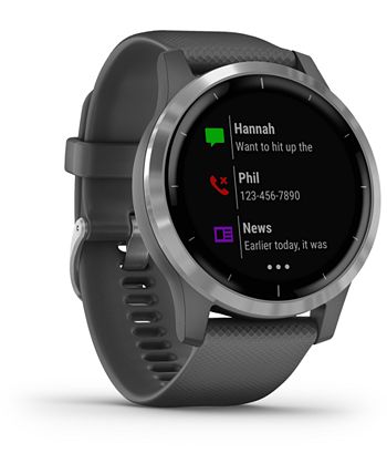 Garmin - Men's vivoactive 4 Shadow Gray Silicone Strap Touchscreen Smart Watch 45mm