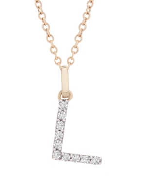 image of Diamond Initial Pendant Necklace (1/10 ct. t.w.) in 14k Gold, 18