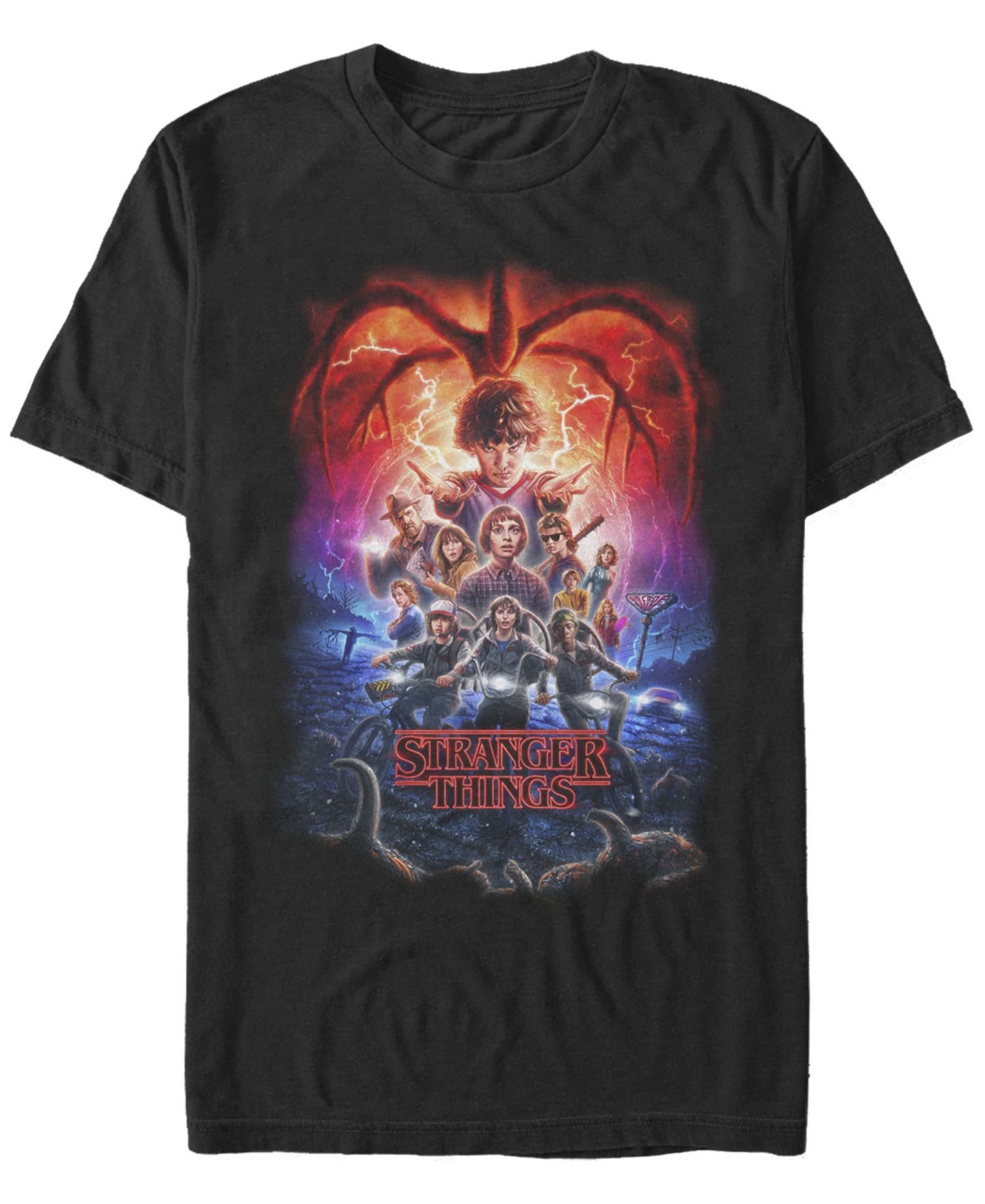 Мужская футболка Fifth Sun Stranger Things Demogorgan Group Poster Short Sleeve, цвет: Чёрный — фото 1
