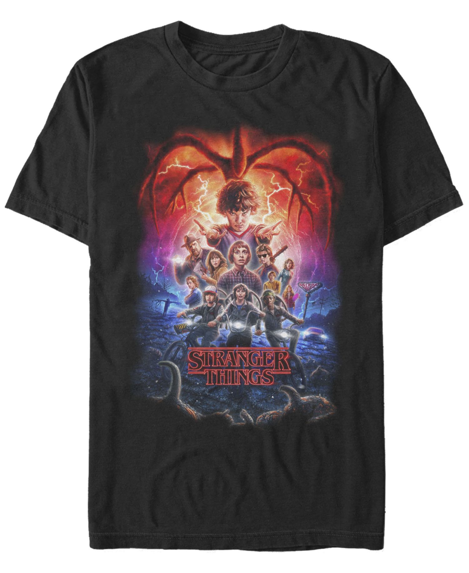 Men's Stranger Things Demogorgan Group Poster Short Sleeve T-Shirt
