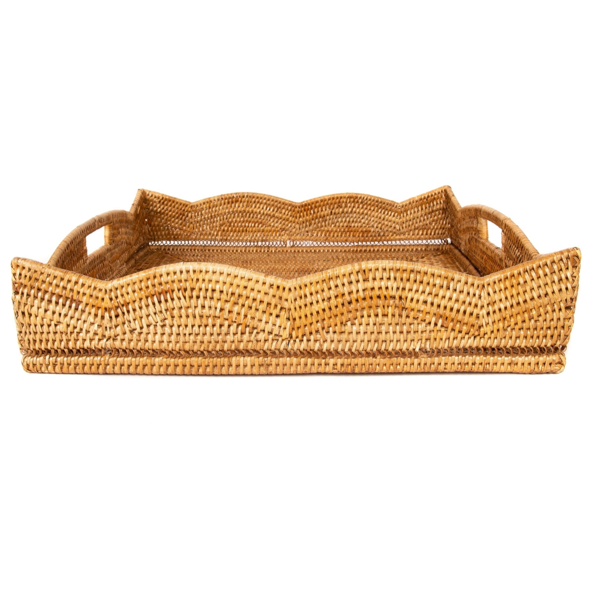 Artifacts Trading Company Rattan Scallop Collection Square Tray
