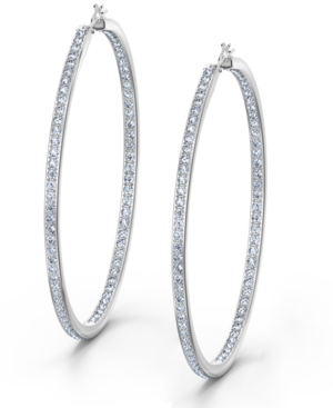 image of Swarovski Silver-Tone Large Crystal Hoop Earrings, 2.12
