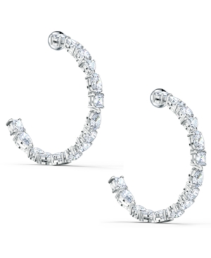 image of Swarovski Silver-Tone Medium Crystal C-Hoop Earrings, 1.5