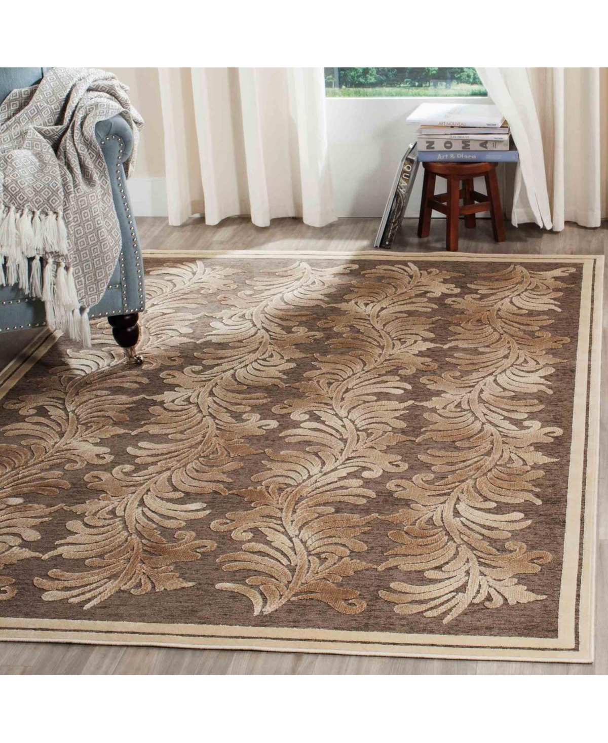 Martha Stewart Collection Plume Stripe MSR4448DArea Rug - Brown