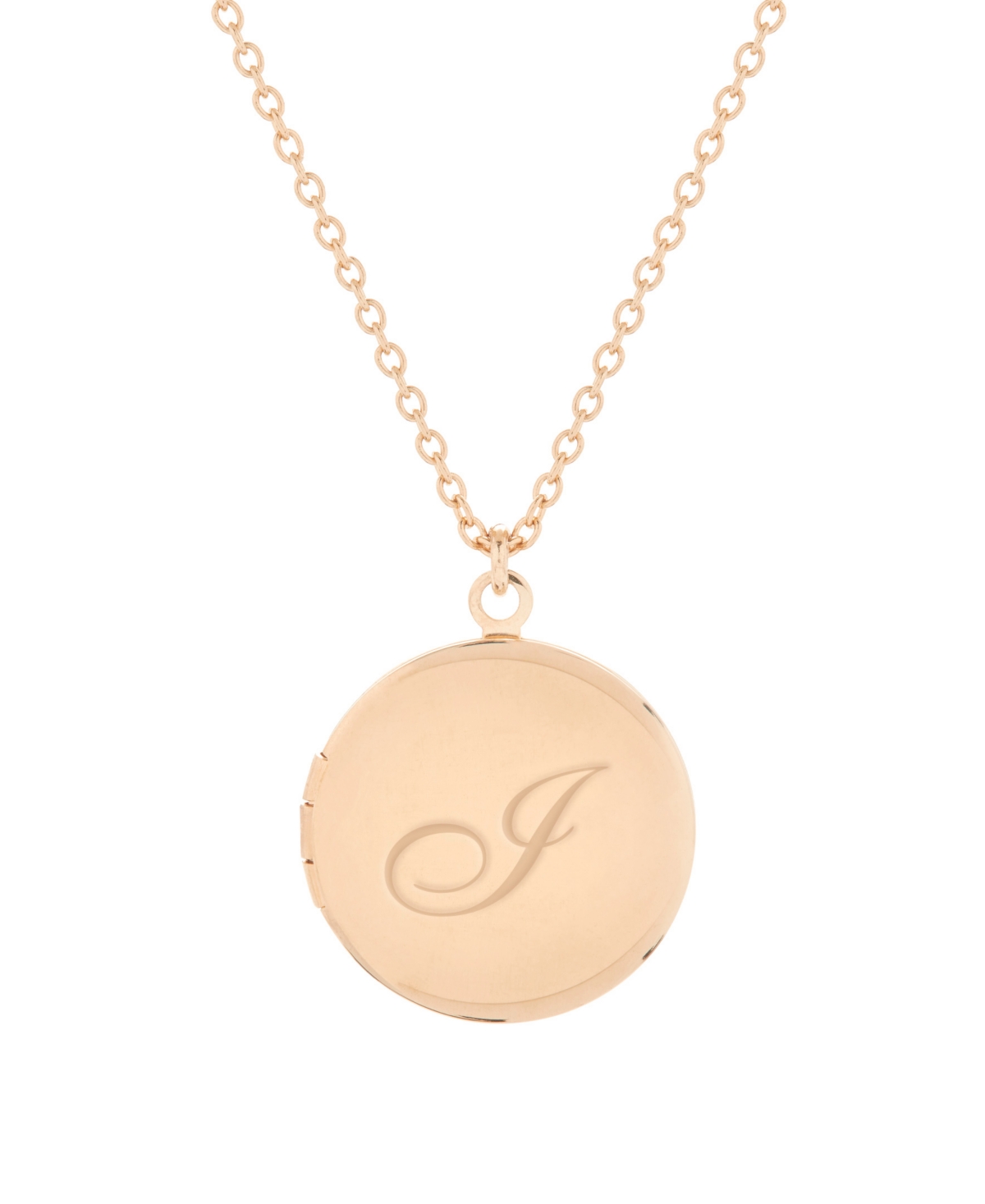 14K Rose Gold Plated Isla Initial Long Locket Necklace - Rose Gold Z