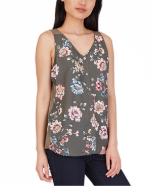 image of Bcx Juniors- Floral-Print Contrast-Back Top