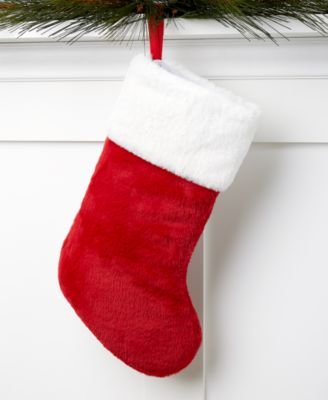 Holiday Lane - Red & White Faux Fur Christmas Stocking