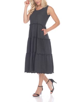 Women's Scoop Neck Tiered Midi Dress