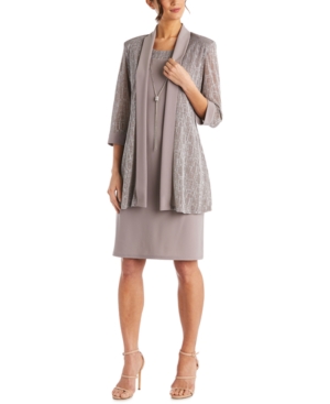 R & M Richards 2-Pc Jacket & Necklace Dress Set