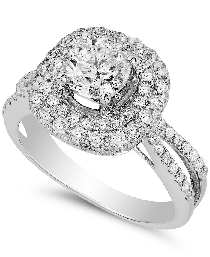 Macy's Diamond Halo Engagement Ring (2 ct. t.w.) in 14k White Gold - Macy's
