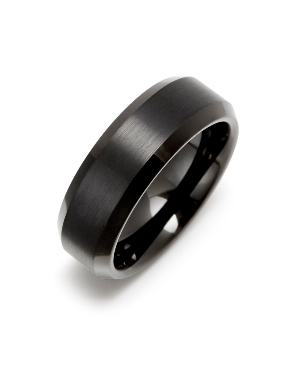 Eve's Jewelry Men's 8mm Tungsten Ring with Beveled Edges