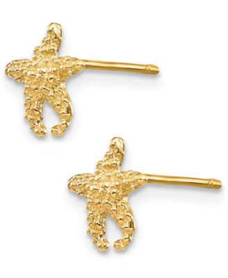 Star Fish Stud Earrings in 14k Gold