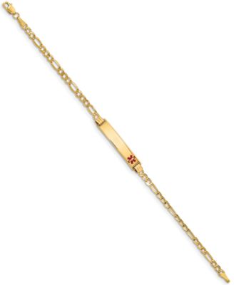Medical Info ID Plate Bracelet in 14k Gold