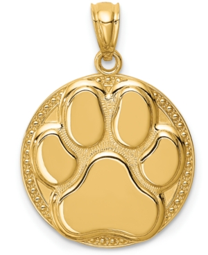 image of Paw Print Charm Pendant in 14k Yellow Gold
