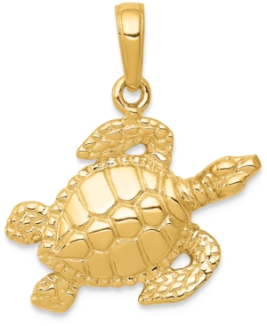 image of Sea Turtle Charm Pendant in 14k Yellow Gold