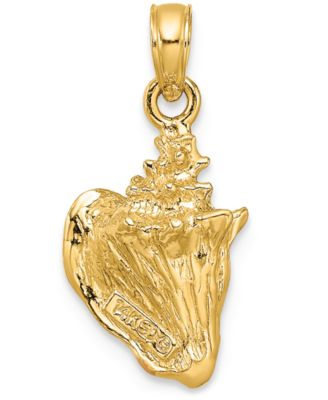 Conch Shell Charm Pendant in 14k Yellow Gold & Enamel