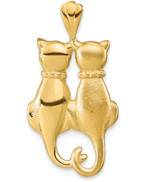 image of Twin Cats Charm Pendant in 14k Yellow Gold