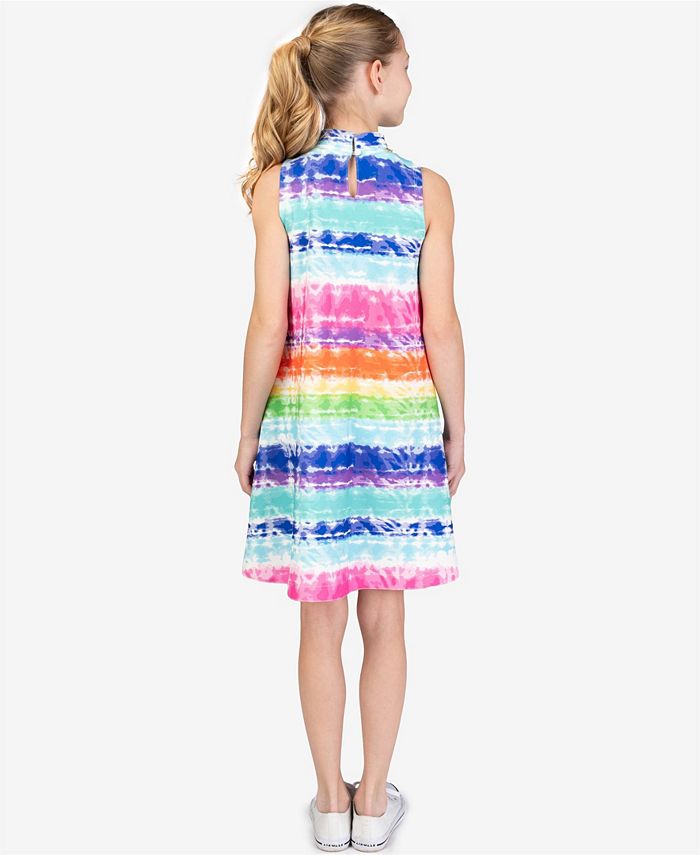 Bonnie Jean Girls' Lace Overlay Knit Dress – Chevron Print Hi-Low Hem With Shoulder Tie - View #5
