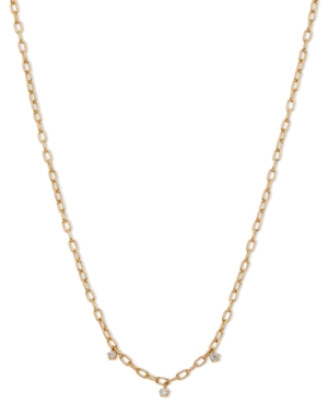 image of Ava Nadri 18k Gold-Plated Link & Cubic Zirconia Shaky Charm Collar Necklace, 16