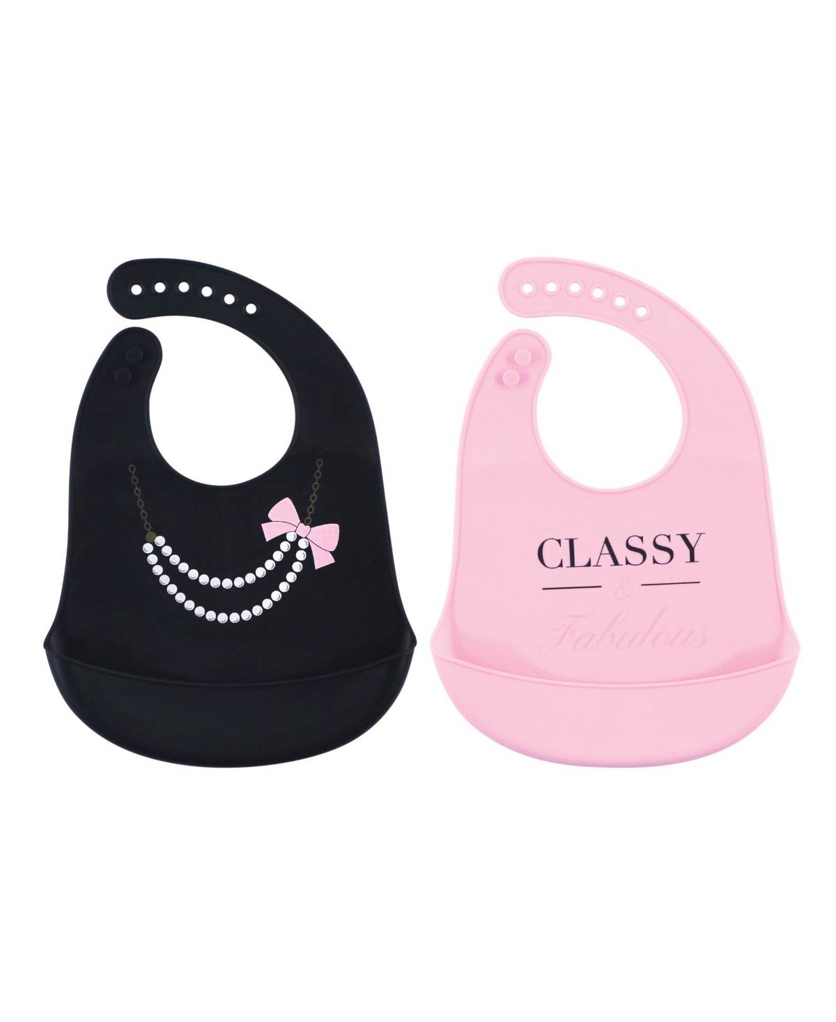 Little Treasure Baby Girl Silicone Bibs 2pk, Flawless, One Size