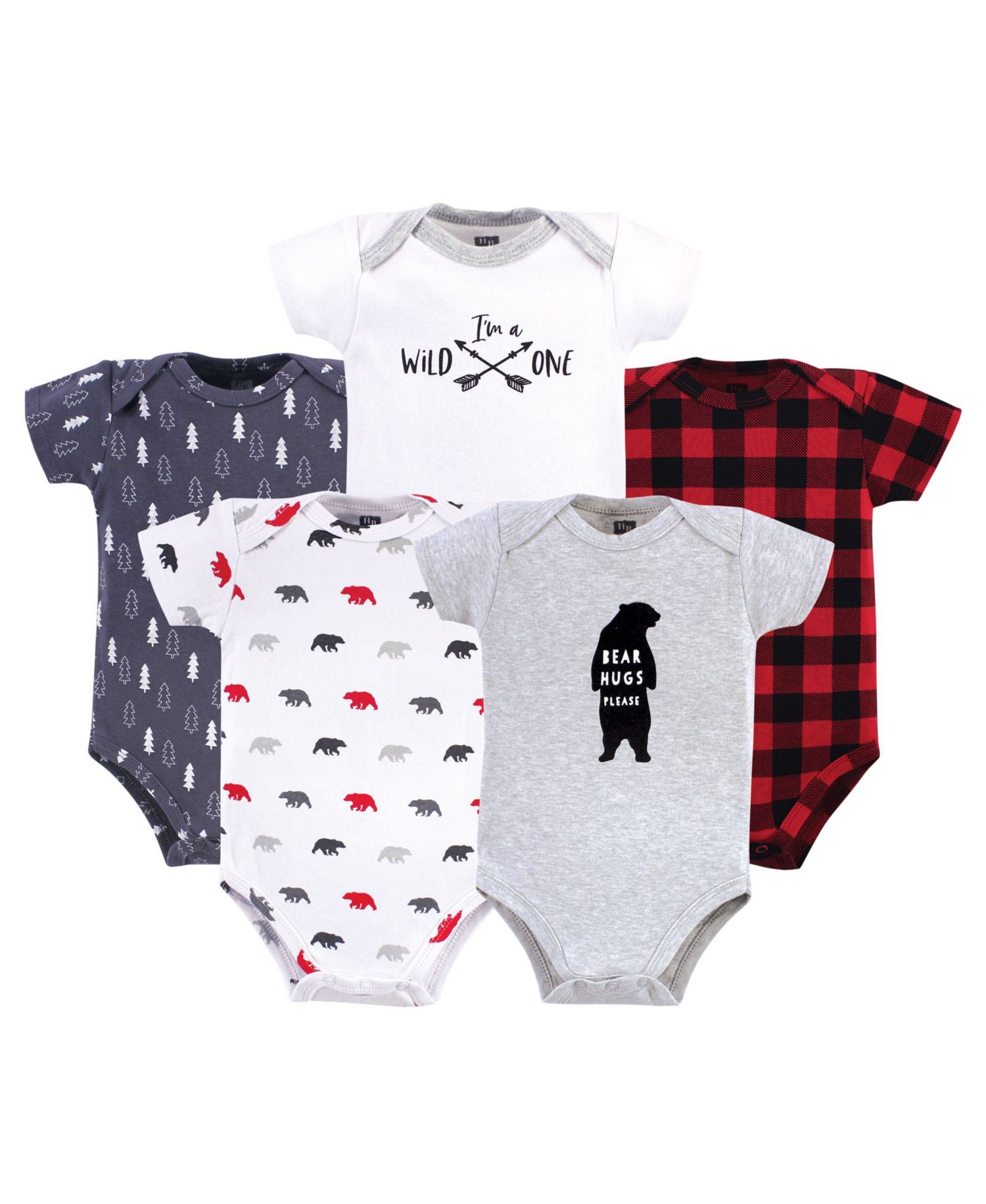 Baby Unisex Five-Piece Set of Cotton Infant All-in-One Bodysuits