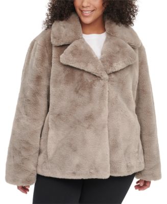 DKNY Plus Size Faux-Fur Coat - Macy's