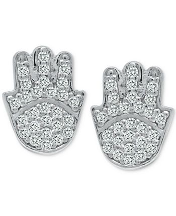 Giani Bernini - Cubic Zirconia Hamsa Hand Stud Earrings in Sterling Silver