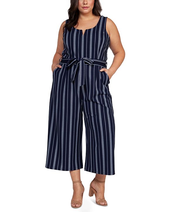 2662 Ecru Striped Strap Jumpsuit
