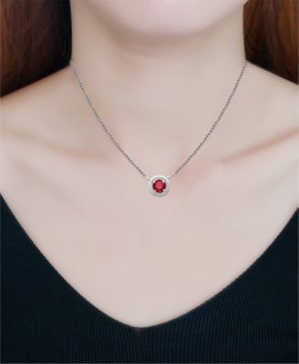 Red Cubic Zirconia Framed 16" Pendant Necklace