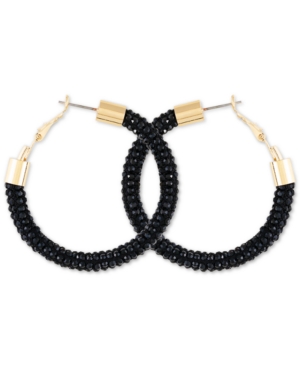 image of Guess Silver-Tone Large Sequin Hoop Earrings, 2-3/8