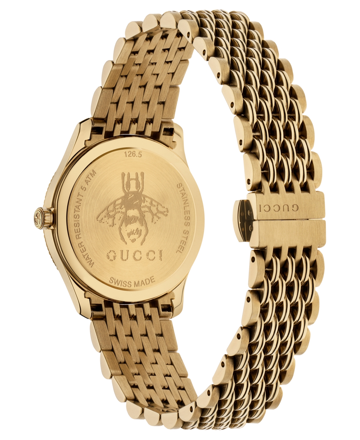 Shop Gucci G-timeless Gold Pvd Stainless Steel Bracelet Watch 29mm In Yellow Gold
