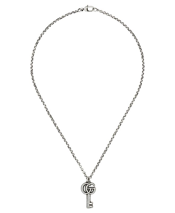 Gucci Double G & Key 191/2" Pendant Necklace in Sterling Silver