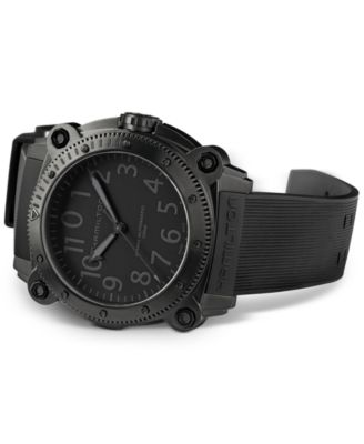 Men's Swiss Automatic Khaki Navy BeLOWZERO Black Rubber Strap Watch 46mm