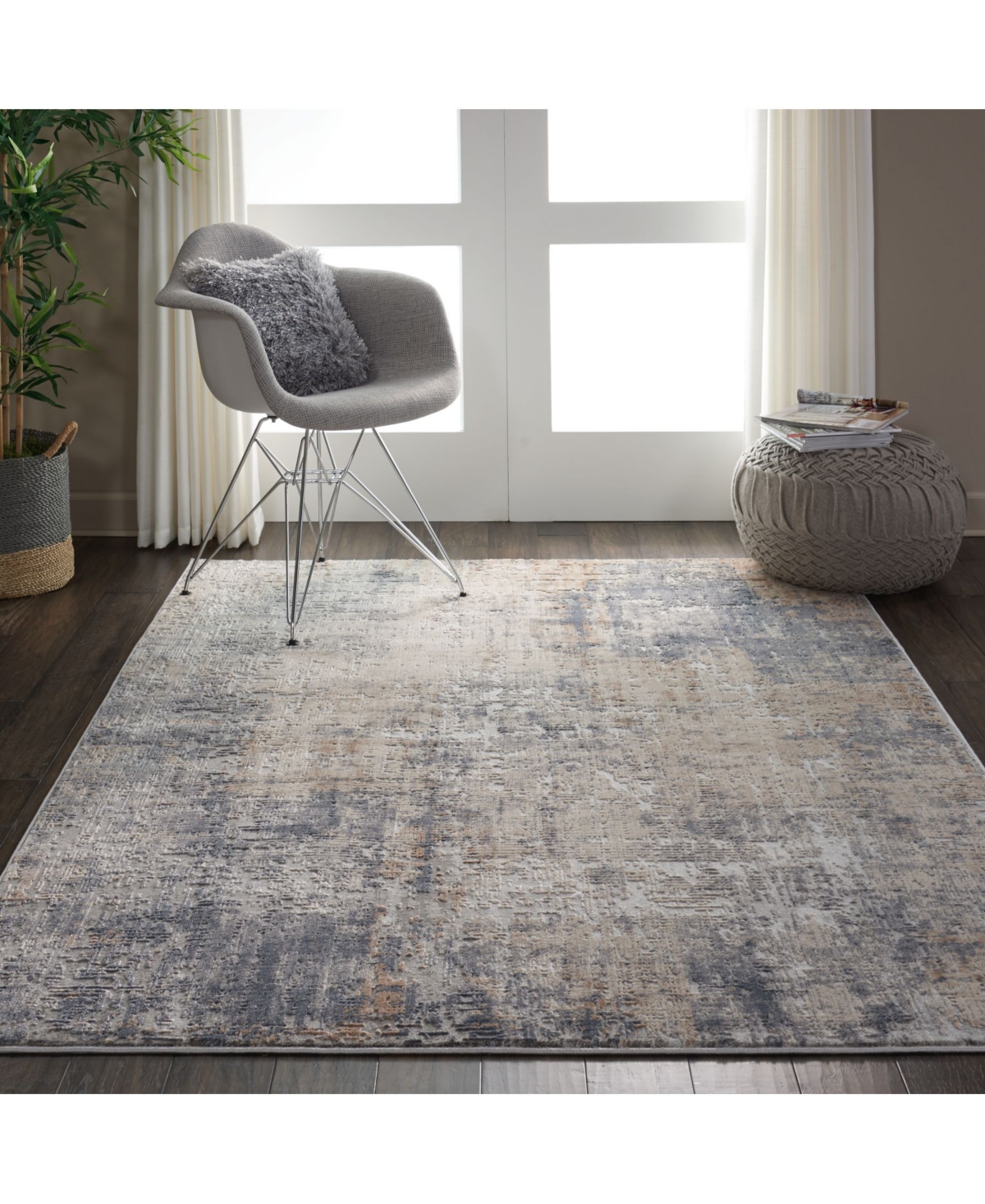 Nourison Home Rustic Textures RUS01 Gray and Beige 5'3" x 7'3" Area Rug